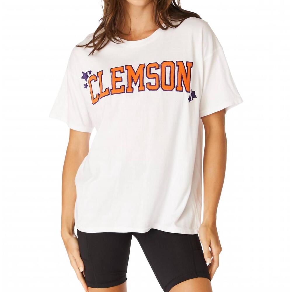 NEW STEWART SIMMONS clemson varsity grand tee in white